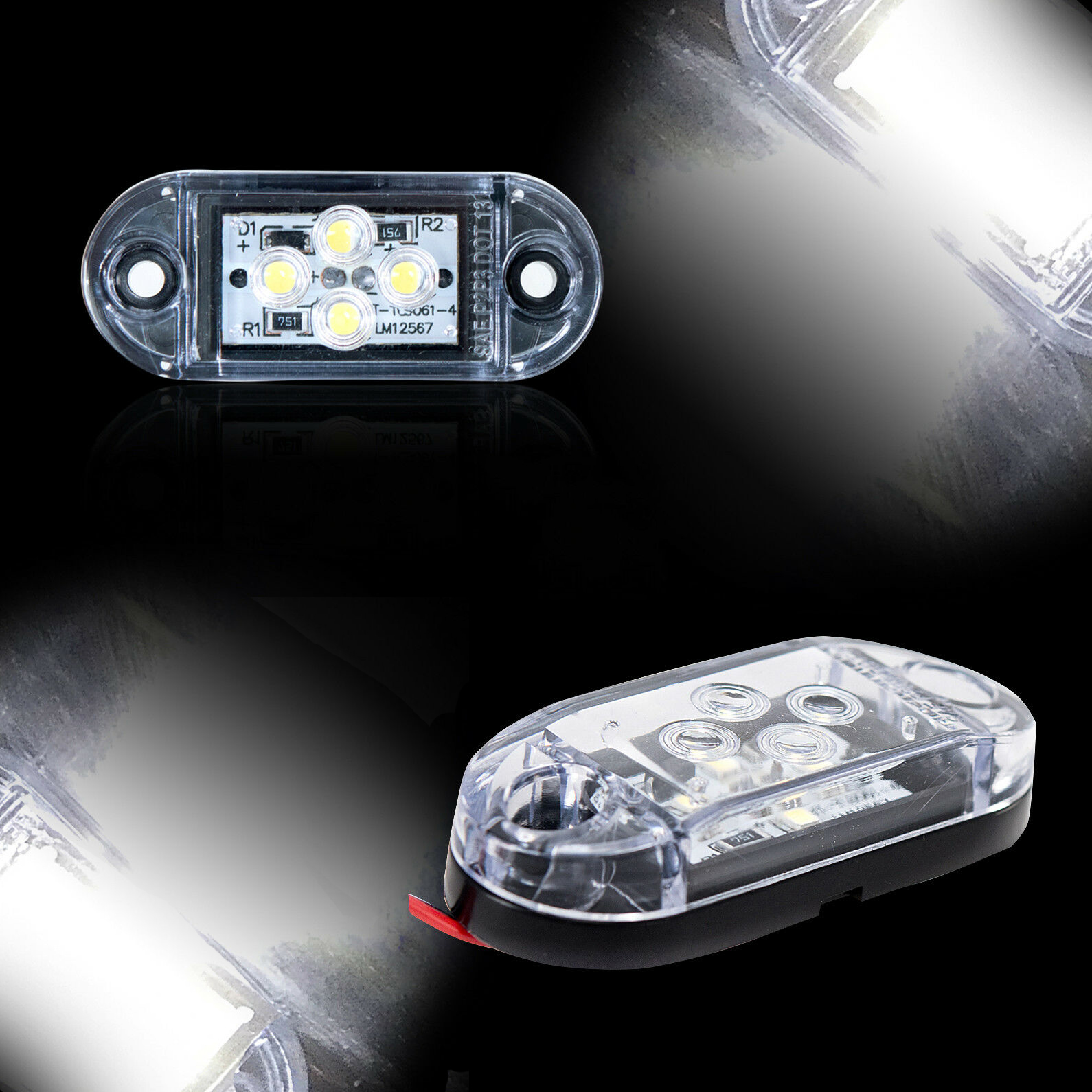 Accesorii Camioane - Lampa Laterala gabarit LED cu 4 LED-uri SMD - Alb, 24V