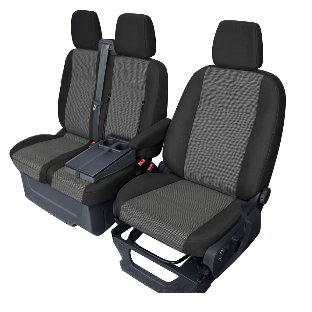 Ford - Set huse scaune auto dedicate Ford Transit Custom (2013-2023) 2+1, negru-gri