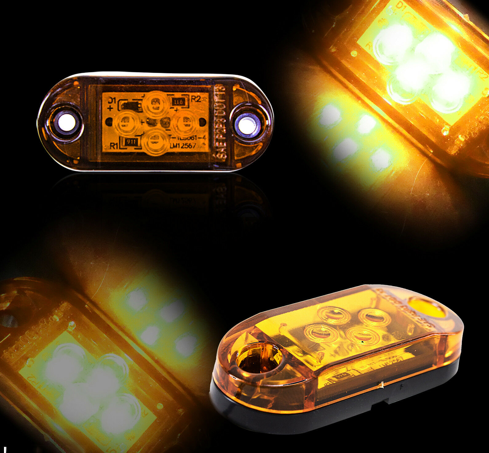 Accesorii Camioane - Lampa Laterala gabarit LED cu 4 LED-uri SMD - Galben, 24V