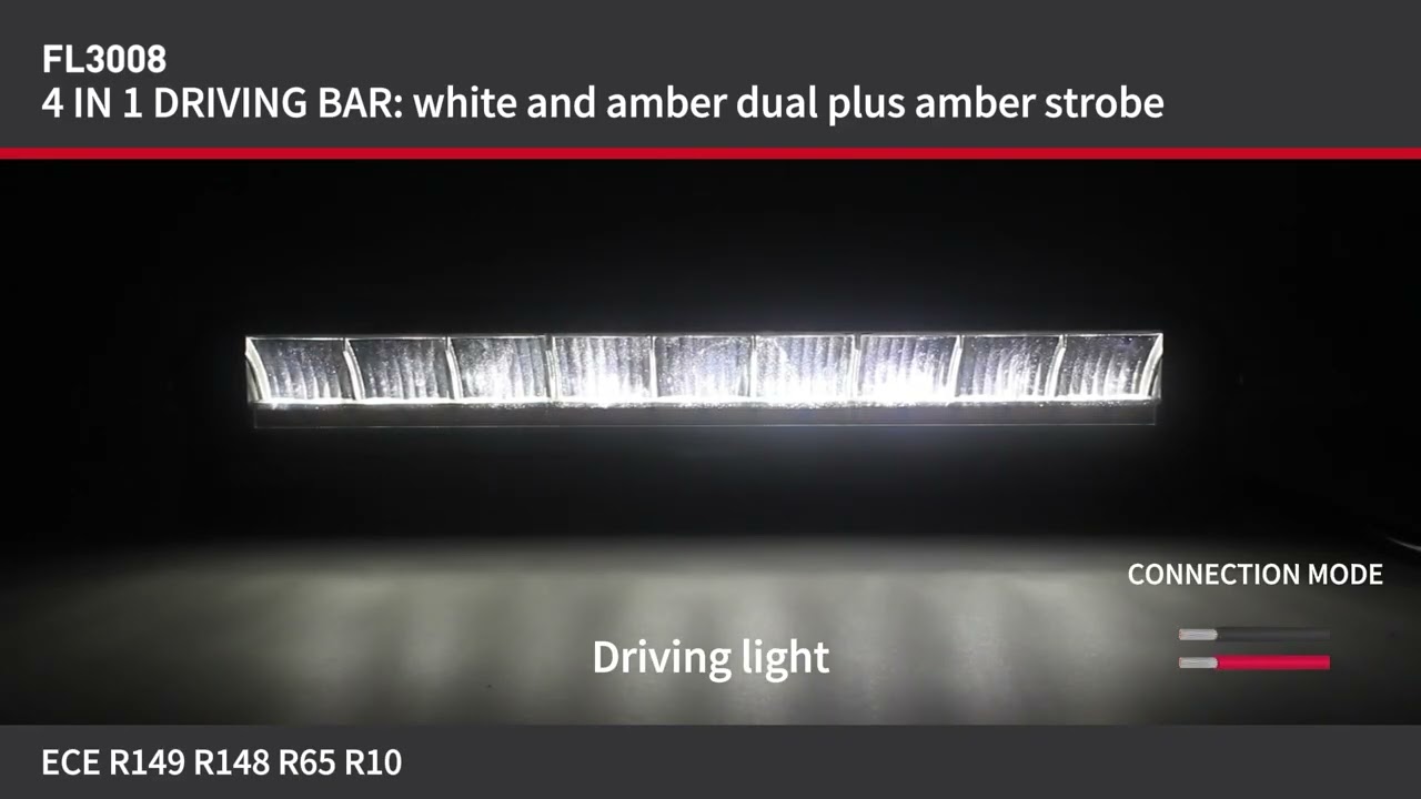 Bară LED 106,6 cm / 42" - 12V - 24V - 150W - 4 funcții, cu lumină de poziție albă și portocalie DRL