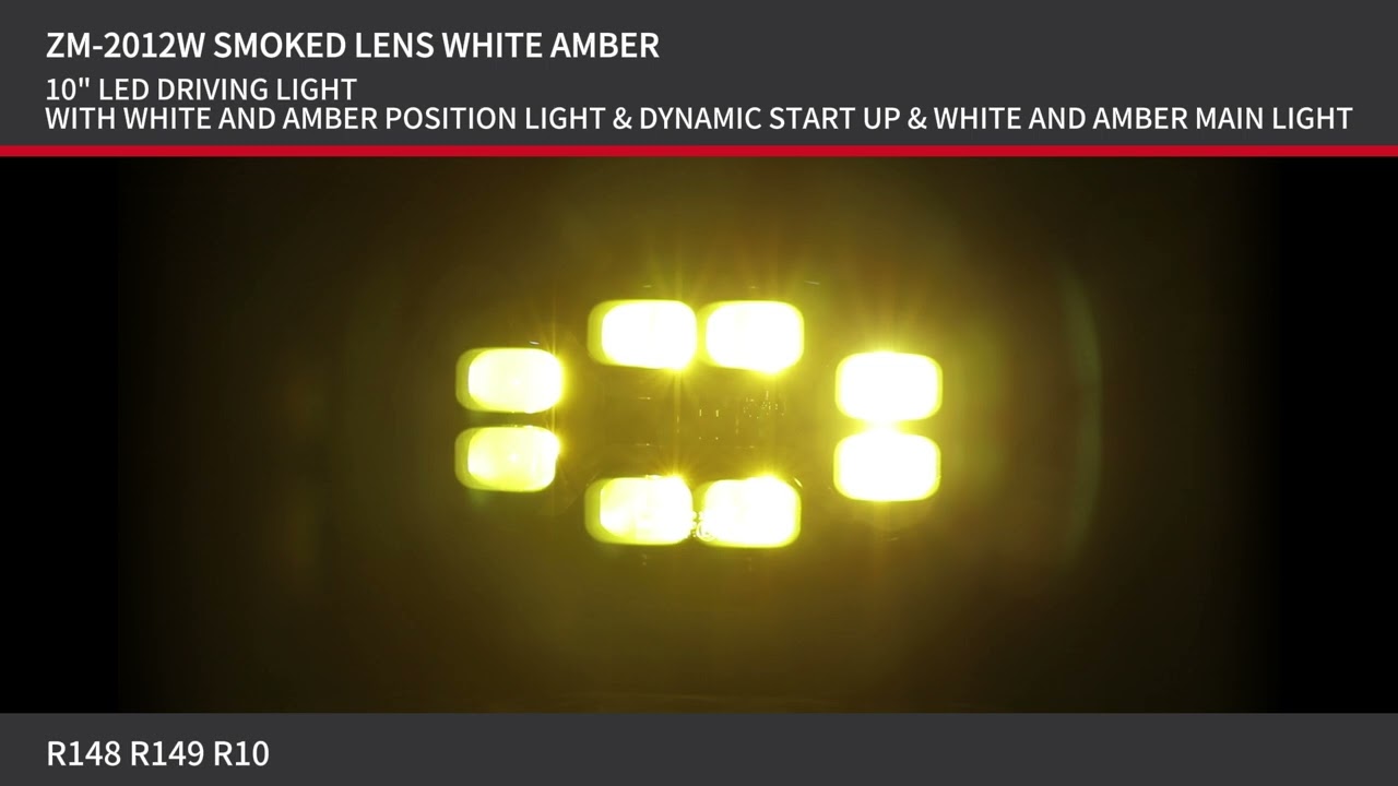 Far LED cu funcție DRL, lumină albă/galbenă – Carcasă fumurie – 12-24V, pentru jeep, camion, utilaje agricole și altele