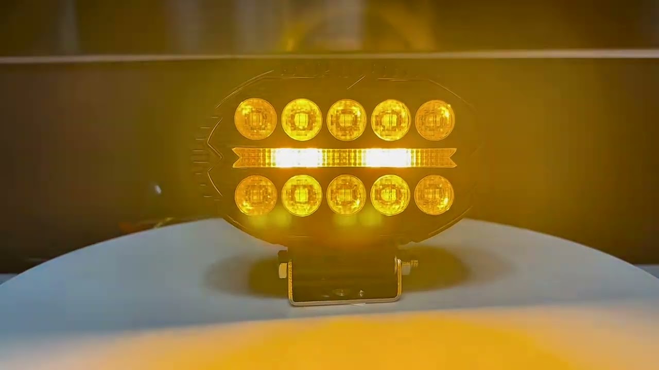 10 LED Halogen cu Lumina Alba si DRL Portocalie, 2000LM, 9-30V, IP67, 5 Moduri de Functionare, Mod Stroboscopic si Semnal Dinamic