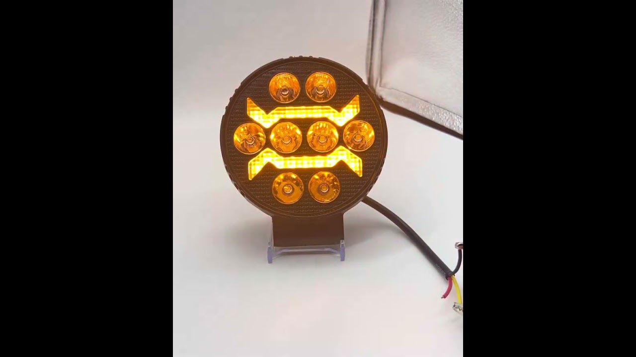 8 LED Halogen cu Lumina Alba si DRL Portocalie, 9-30V, IP68, 7 Moduri de Functionare, Mod Stroboscopic si Semnal Dinamic