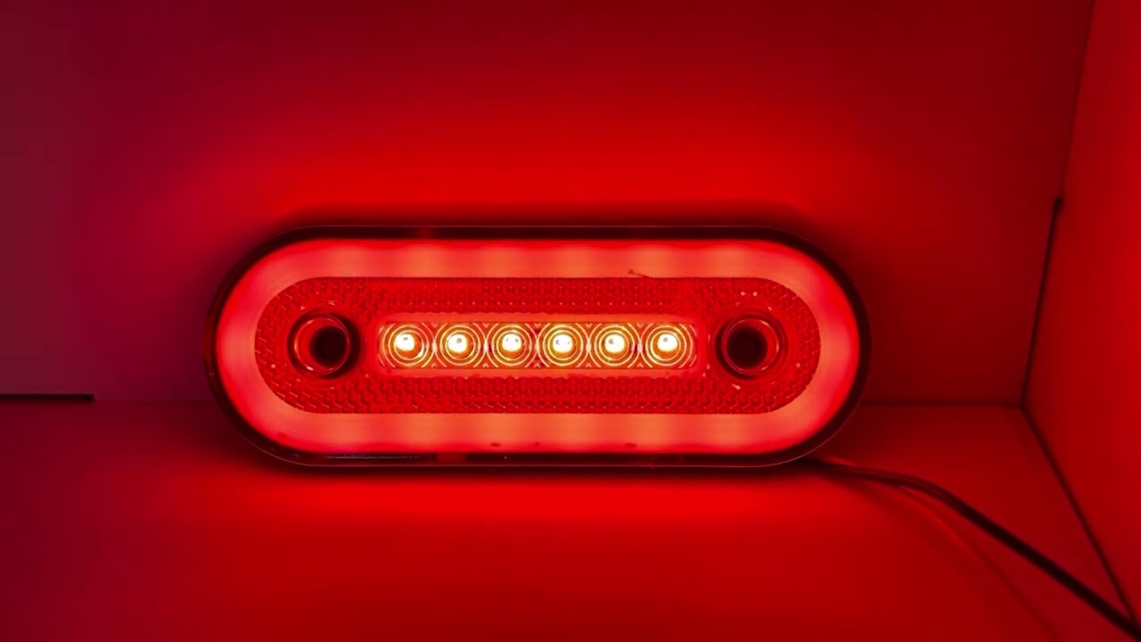 Lampa Laterala Gabarit LED Ovala 12-24V, Rosie, 24 LED, Efect Neon, 115 x 44 mm