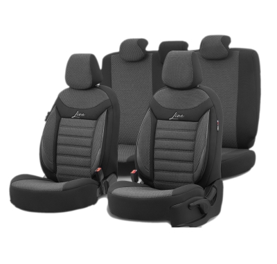 Set tapiterie luxoasa OTOM textil cu piele ecologica LINE Design – Neagra cu cusatura neagra, pentru scaune fata si spate