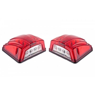 Set 2x Lampi LED, Universale, Alb Pentru Numar Si 8 Leduri Rosu Pentru Gabarit , 12v-24v