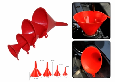 Set de 4 entonuri de plastic roșii pentru transferul de lichide precum combustibil, apă, ulei și altele