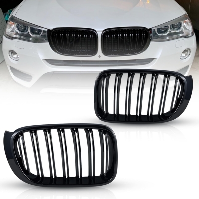 Grile duble pentru BMW X3 X4 Facelift F25 F26 2014-2017 Luciu Negru