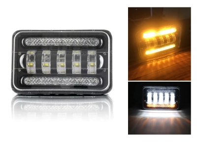 LED halogen Universal 5", 12V-24V fază scurtă/lungă cu DRL lumini de zi, semnalizator alb-galben 4000lm pentru ATV, jeep, camion, tractor și altele