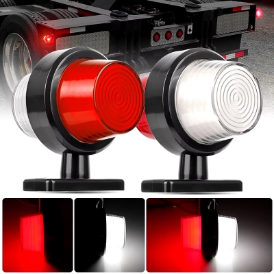 Lămpi laterale cu Led, de semnalizare, lumini de avertizare pentru camion, remorcă, rulotă, camper, ATV, alb-roșu, Set de 2 bucăți, 12-24V 