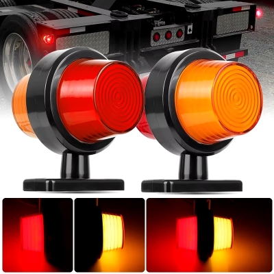 Lămpi laterale cu Led, de semnalizare pentru camion, remorcă, rulotă, camper, ATV, portocaliu-roșu, set de 2 bucăți, 12-24V