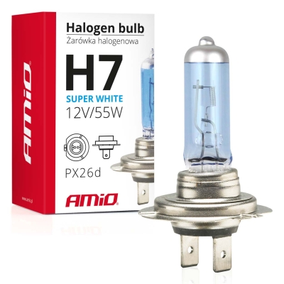 Bec halogen H7 12V 55W cu filtru UV Super White E4, 1 buc.