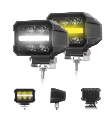 Far universal LED cu lumină albă și lumini de zi DRL alb-portocaliu 12V - 24V E-mark pentru camion, tractor, ATV, jeep, utilaje agricole și alte vehicule.