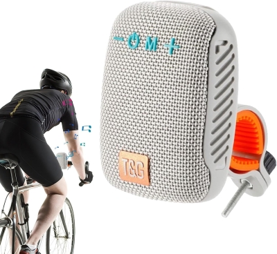 Boxă Bluetooth portabilă cu radio, card de memorie, AUX, USB și suport pentru bicicletă și motocicletă, Gri