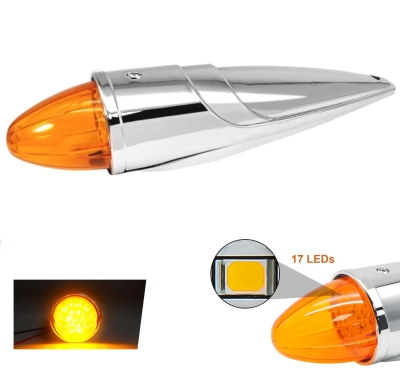 Gabarit LED SMD cu lumină portocalie, ramă cromată și garnitură din cauciuc 12-24V