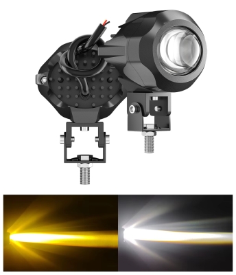 1 LED Halogen cu Lumină Spot, 2000LM, 9-60V, Rezistent la Apă IP67, Lumină Galbenă (Faruri scurte) + Lumină Albă (Faruri lungi)