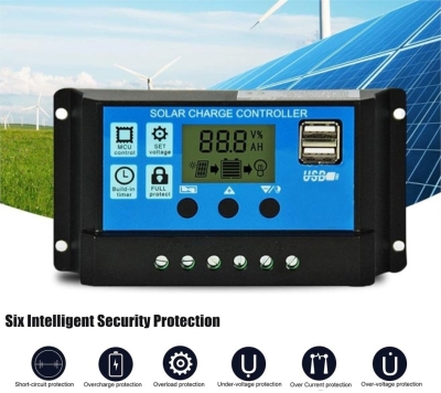 Controler Solar Inteligent de Încărcare PWM 20A cu Ecran LCD și Porturi USB – 12V / 24V pentru Sisteme Fotovoltaice