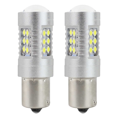 Becuri auto LED AMiO P21 1156 – 24 SMD 3030, CANBUS, 12-24V Alb (set 2 bucăți)