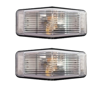 Set Lampi de semnalizare, gabarit cu bec cu socluri BA15S, 12–24V – sticlă albă (transparenta)