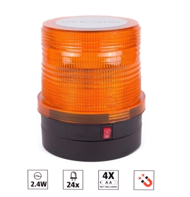 Girofar cu 24 LED fara fir pe baterii, stroboscop, cu magnet 2,4W - 12V
