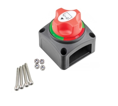 Contact general, Intrerupator rotativ baterie auto cu 3 pozitii, 12–24V, 200A, Negru/Rosu