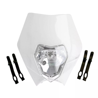 Carena si far fata pentru motociclete, alba, cu faza scurta si lunga – Model universal pentru ENDURO / Trail / Streetfighter