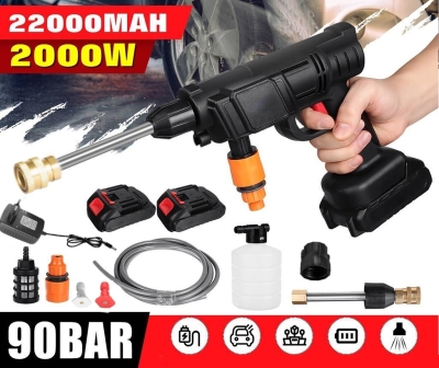 Pistol cu apa de inalta presiune pentru spalatorie auto, Portabil, alimentat cu baterie cu litiu, 2000W 90BAR
