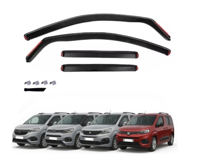 Set de 4 Paravanturi auto de vant pentru geamuri fata si spate pentru Citroen Berlingo, Peugeot Partner Rifter, Opel Combo, Fiat Doblo Dupa 2024