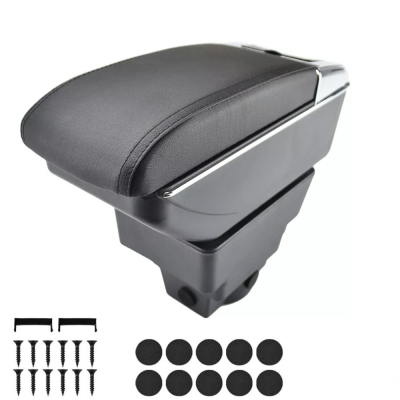 Cotiera + kit cu compartiment pentru Opel Astra J 2009-2018 MK4, piele ecologica, set montaj - Negru