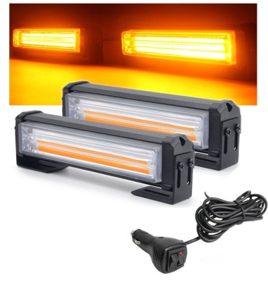 Set 2X Lumini LED Flexzon, Tip Stroboscop De Avertizare, Galben, Flash, cu Controler, 12V