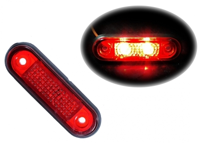 Lampa gabarit LED rosie 24V, 75 x 22 x 8 mm, cablu 23 cm, rezistenta la apa, pentru camion, remorca, autoutilitara, platforma, autobuz