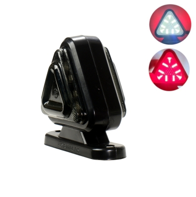 Lampa laterala Gabarit LED 12V-24V, alb-rosu, forma triunghiulara – Fumat (cu sticla fumurie)