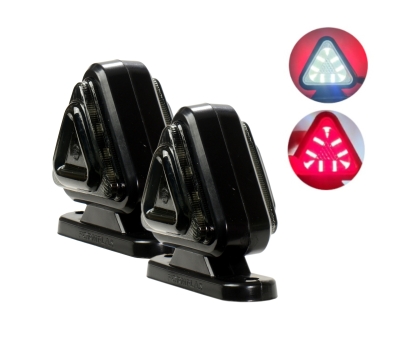 Lampa laterala Gabarit LED 12V-24V, alb-rosu, forma triunghiulara – Fumat (Set 2 bucati)