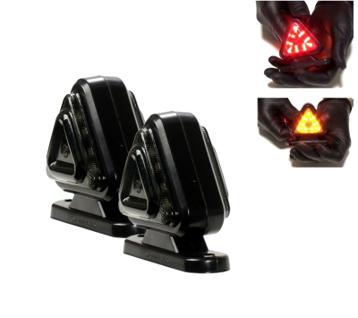 Lampa laterala Gabarit LED 12V-24V, portocaliu-rosu, forma triunghiulara – Fumat (Set 2 bucati)