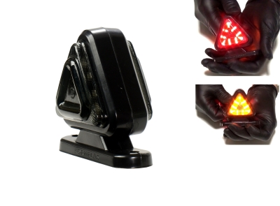 Lampa laterala Gabarit LED 12V-24V, portocaliu-rosu, forma triunghiulara – Fumat (cu sticla fumurie)