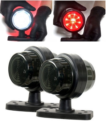 Lampa laterala Gabarit LED 12V-24V, alb-rosu cu efect opac (smoked) – Set 2 bucați – IP66/IP68
