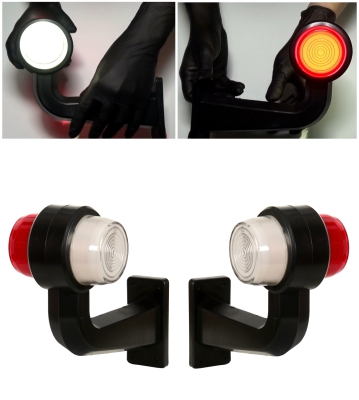 Set Lampi Laterale Gabarit LED 12V-24V, rosu-alb cu efect neon 19,2cm – IP66/IP68