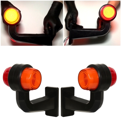 Set Lampi Laterale Gabarit LED 12V-24V, portocaliu-rosu cu efect neon 19,2cm – IP66/IP68