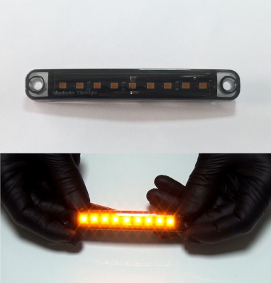 Lampa laterala de gabarit LED 12V/24V – lumina portocalie, corp opac (smoked), 9 LED SMD