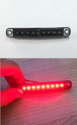 Lampa laterala de gabarit LED 12V/24V – lumina rosie, corp opac (smoked), 9 LED SMD
