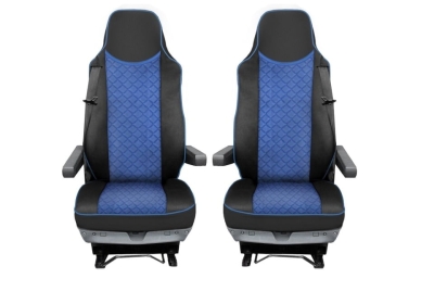 Set huse 1+1 din piele ecologica pentru MAN TGX 2015–2021 - Albastru/Negru