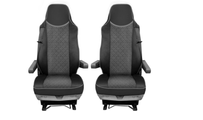 Set huse 1+1 din piele ecologica pentru MAN TGX 2015–2021 - Gri/Negru