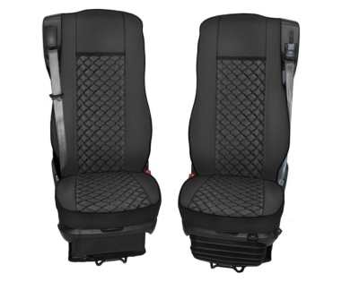 Set huse 1+1 din piele ecologica pentru DAF XF 106 2015-2021 - Negru