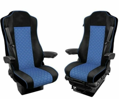 Set huse 1+1 din piele ecologica pentru MERCEDES ACTROS MP4 2015-2021 - Albastru/Negru