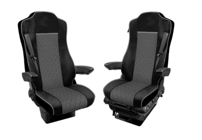Set huse 1+1 din piele ecologica pentru MERCEDES ACTROS MP4 2015-2021 - Gri/Negru