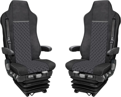 Set huse 1+1 din piele ecologica pentru IVECO STRALIS S-WAY 2021+ - Gri/Negru
