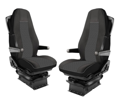 Set huse 1+1 din piele ecologica pentru VOLVO FH 2016-2020 - Gri/Negru