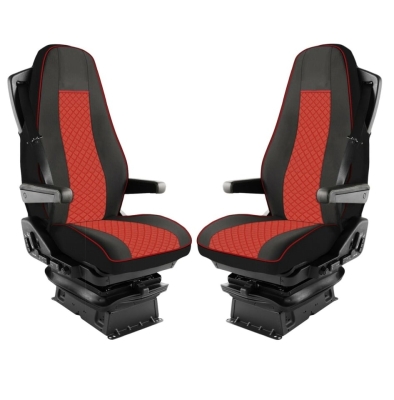 Set huse 1+1 din piele ecologica pentru VOLVO FH 2016-2020 - Roșu/Negru