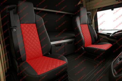 Set huse 1+1 din piele ecologica pentru MAN TGX 2021+ - Roșu/Negru