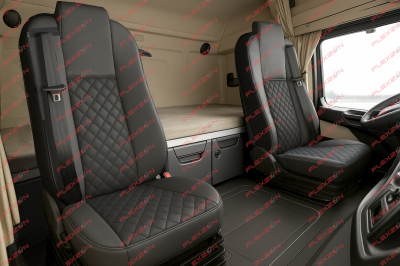 Set huse 1+1 din piele ecologica pentru MERCEDES ACTROS MP4 2015-2021 - Negru